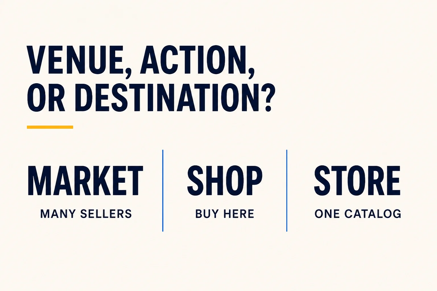 A market venue, shopping action, and retail destination compared as three naming models