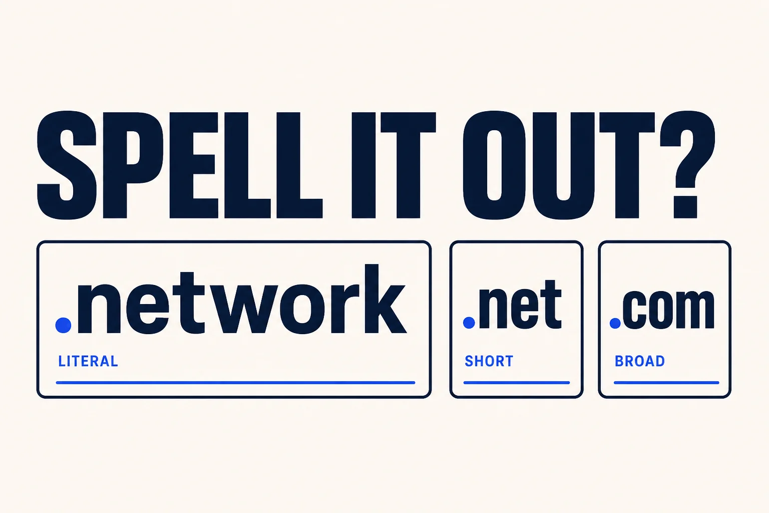 Three domain endings compared by literal meaning, brevity, and breadth