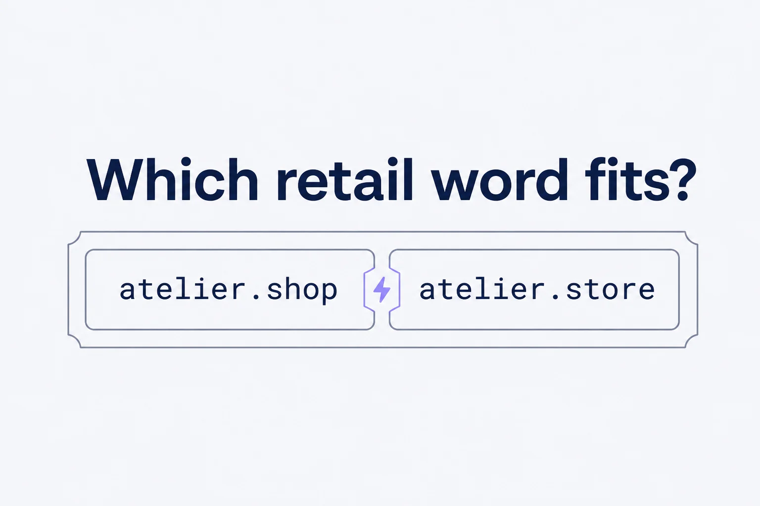 Atelier.shop and atelier.store word tiles fitted into one neutral retail nameplate