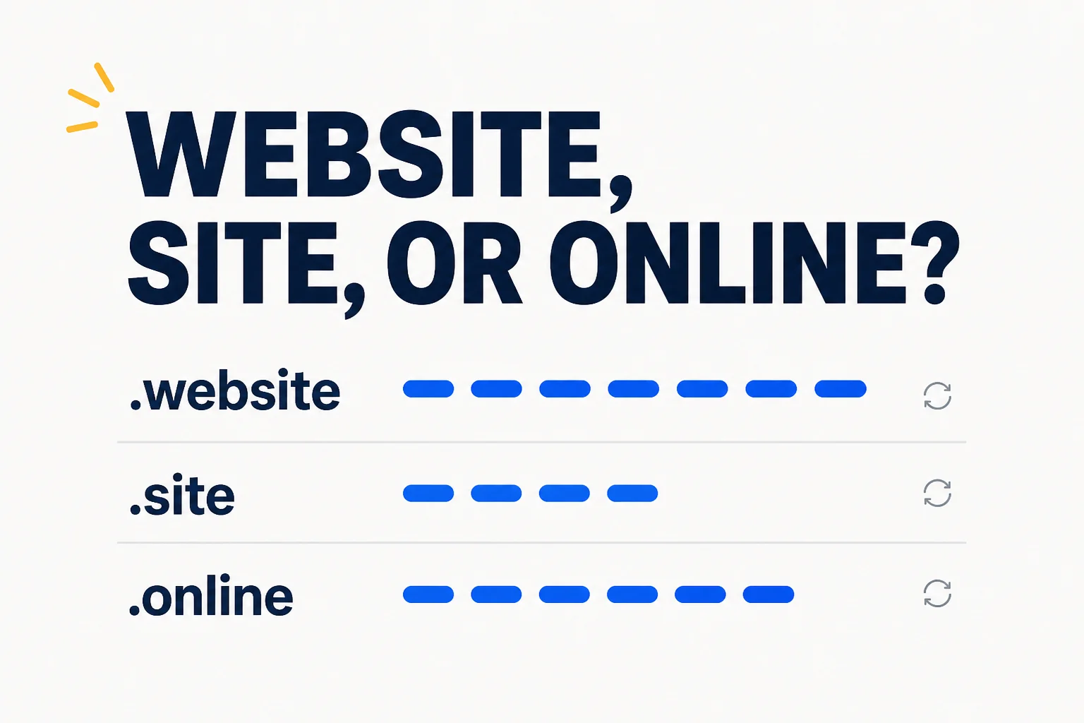 Website, site, and online domain endings compared by word length and annual cost